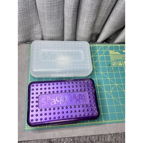 SpaceMaker Retro Plastic Pencil Boxes Purple Clear Stackable Lot of 2 - Picture 13 of 13